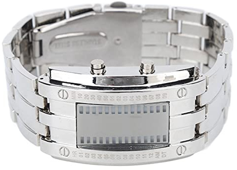 Bewinner Men's LED Watch with Binary Time Mode, Alloy Digital Wrist Watch for Men, Business Casual Fashion Wristwatch with LED Display, Accurate Quartz Movement, for