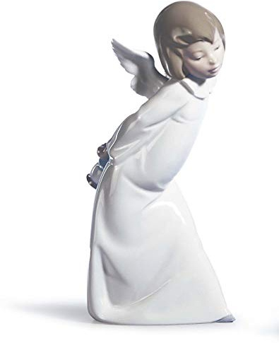 LLADRÓ Curious Angel Figurine. Porcelain Angel Figure.