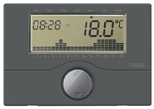 Vimar 01910.14 Cronotermostato programmabile a batteria da parete, Grigio