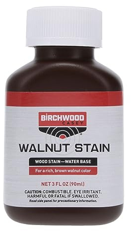 Birchwood Casey Easy-to-Use Fast-Acting Walnut Wood Water-Based Stain for Gun Stock Staining & Antiquing, 3 OZ Bottle, Brown