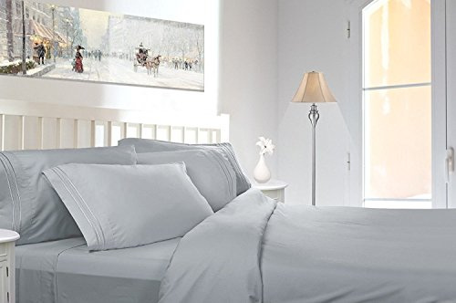 Clara Clark King Sheets, 6 Piece Set - Hotel Luxury Sheets for King Size Bed, Super Soft Bedding Set, King Size, Silver