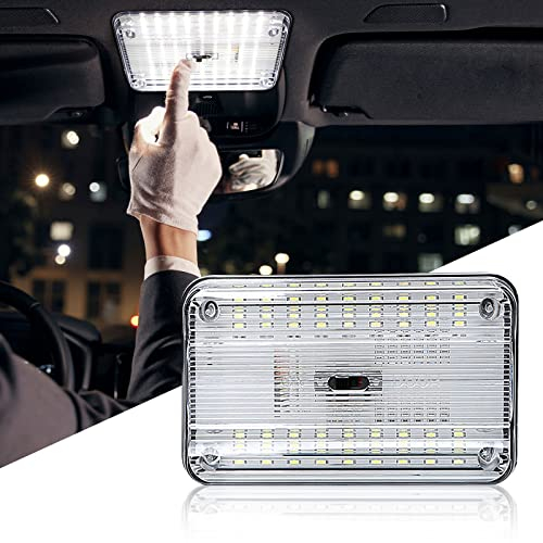 OurLeeme Iluminación interior del automóvil, luz LED superbrillante para automóvil Luz interior rectangular para techo de automóvil con botón de encendido/apagado para automóviles de 12V