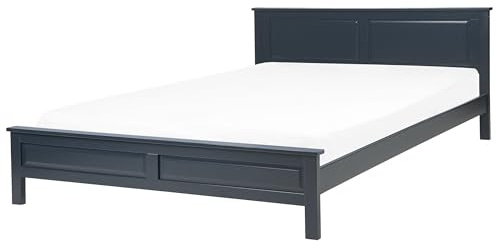 Beliani Letto in Legno di Pino Blu con Rete a Doghe 180 x 200 cm