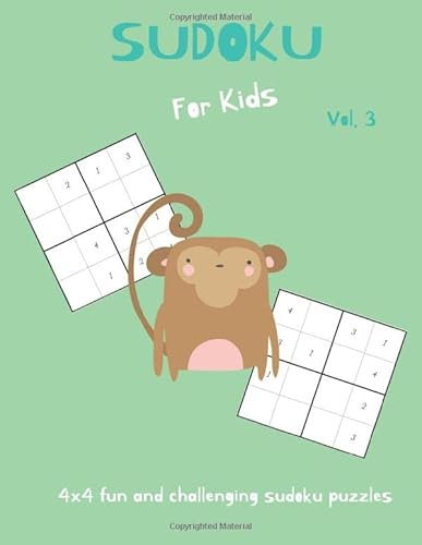Sudoku For kids: 4x4 Fun and easy Activity Puzzle Book For Kids, cute wild animals series - (solutions included) - Volume 3