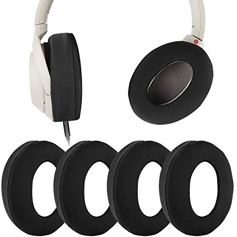 Geekria 2 paia di coperture per cuscinetti auricolari in tessuto refrigerante – Lavabili, protezione dal sudore per palestra e gaming (adatte a 8–11 cm / 3,2–4,3, taglia M, nero)
