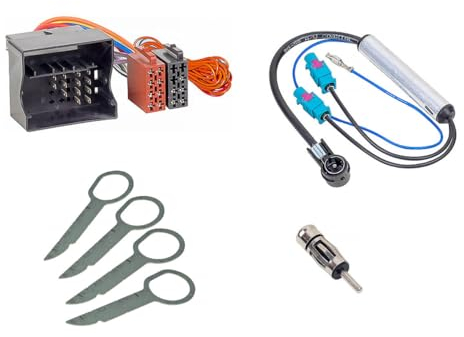 Audioproject A359 - Radioadapter Set Auto-Radio Quadlock ISO + Antennen-Adapter Doppel-Fakra auf ISO - DIN + Entriegelungsbügel - kompatibel mit VW Audi Skoda Seat Golf Polo A3 A4 Tuner Diversity