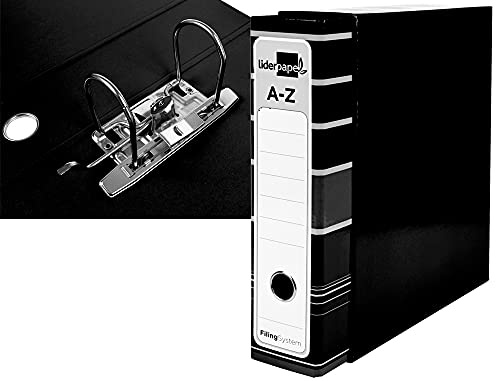 Archivador 2 anillas A4 – archivador 2 anillas con caja – archivadores colo negro | Lomo Ancho, Alta Capacidad, Ideales para Oficina, Hogar y Estudiantes – OFFICEPAPER (PACK 8 archivadores)