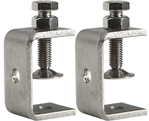 WEKBOSS Kleine C-Klemmen für Holzbearbeitung 40 mm, robuste Edelstahl-Schweißklemmen, Mini-Metall-Schreibtischklemme zur Montage, mit breiter Backenöffnung und verstellbarer Schraube und Pad (2 Stück)