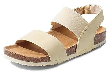 DREAM PAIRS Damen Pantoletten Sandals Riemchensandalen Sommer Strappy Sandal Beige SDPW2202W-E Größe 36 (EUR)