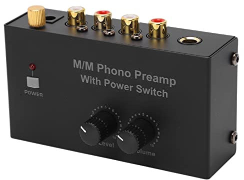 Préamplificateur de contrôle du volume de la platine vinyle, préampli phono L R Entrée Sortie Mini Portable EU Standard 100‑240VAC Métal pour tourne-disque vinyle