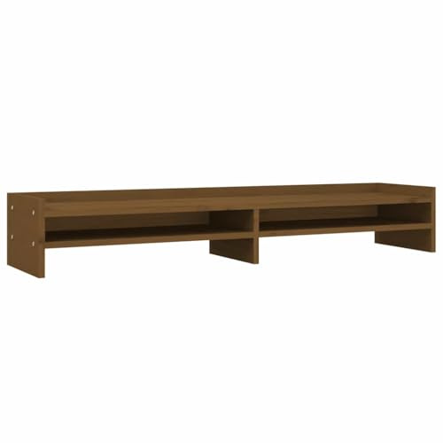 vidaXL Skärmställ honungsbrun 100x24x16 cm massiv furu, datorställ, bildskärmsställ för stationär dator, skrivbordshöjare, tangentbordsställ