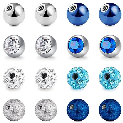 Mayhoop 14g 16g Piercing Balls 1.6mm 1.2mm Set di palline di ricambio in acciaio inox 3/5/8mm per piercing a filo Gioielli
