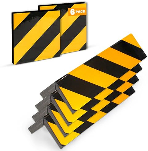 Protector Columnas Garaje |6 Unidades| Protector Parking, Protector Esquinas Reflectante, Protector Puertas y paragolpes Coche (4 Unidades 40x20x2cm + 2 Unidades 20x20x2cm) (Amarillo)