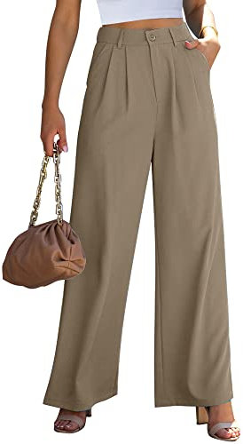 Roskiky Palazzo Hose Damen Hosen Damen Hose Damen Damen Hosen Elegant Viskose Palazzo Hose Luftige Hose Damen Freizeithose Damen Khaki XXL