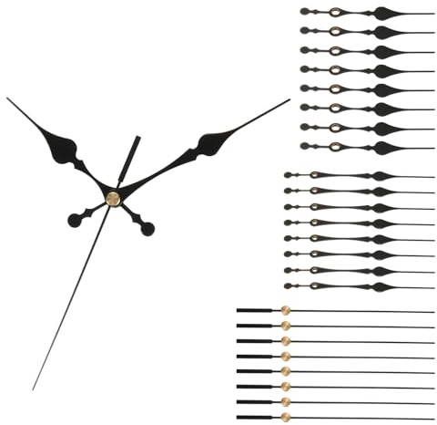 PATIKIL Kit de Manecillas de Reloj de Repuesto 8 Sets de Kit de Mecanismo de Reloj de Aluminio Piezas de Repuesto para Reparación de Relojes de Pared DIY Negro A13