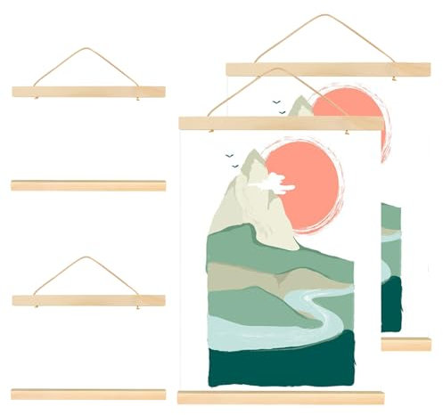 SPOKKI 2 Set Cadre Poster Magnétique 31cm Porte Affiche, Magnetique Cadre Poster Aimanté en Bois Moderne Naturel Suspendu Porte-affiches pour Toile, Photos (2 Paquets, 31cm)