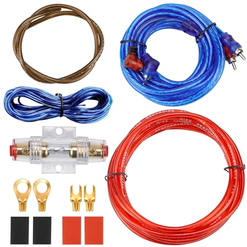 Kfz Verstärker Kabelsatz Anschluss Set 10GA Subwoofer Kabel Set 1500w Endstufe Kabel Set Auto Verstärker Kabel Car Audio Wire 4,5 m für Car Audio Endstufen