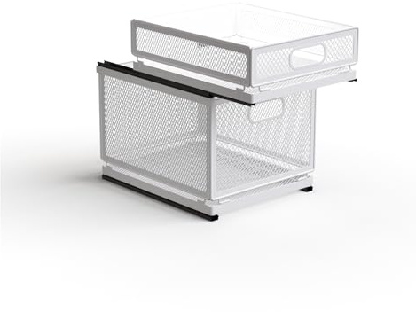 Cajón extraíble para cocina, cajón telescópico para armario, cajón extraíble para armario de cocina, cesta extraíble, sin necesidad de perforación ni clavado, cajón de cocina (doble capa, 30 cm P x 24