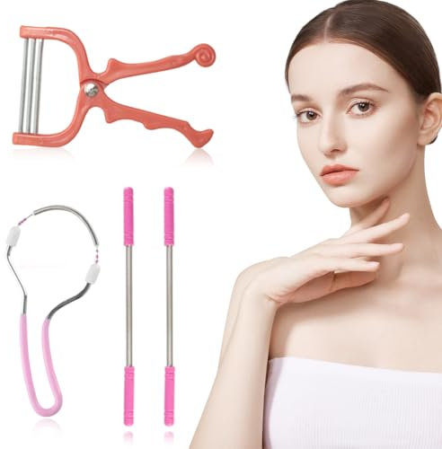 XYTAHDM 4er-Pack Gesichtshaarentferner, Gesichtshaarentferner, sanftes Entfernen von Haaren an Oberlippe, Kinn, Wangen und Hals, geeignet für Frauen, Gesichtshaarentfernungs-Schönheitswerkzeuge