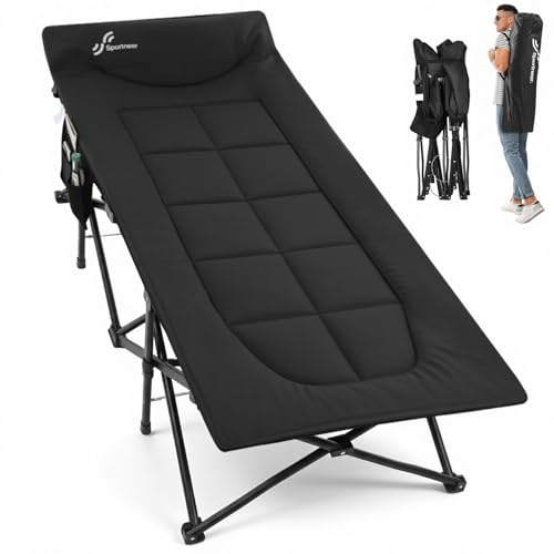 Sportneer Lettino da Campeggio per Adulti 69cm / 79cm, Lettino con Cuscino carico Massimo 204,1 kg, Lettino Pieghevole da Campeggio con Imbottitura per Tenda da Campeggio, Ufficio, Viaggi all'aperto