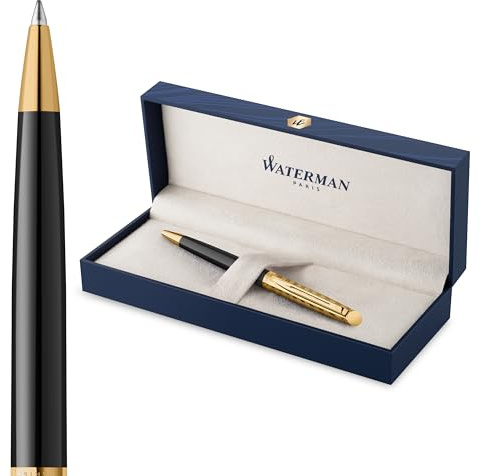 Waterman Hémisphère Ballpoint Pen | The Opera Collection | Medium Point with Blue Ink Black & Gold | Gift Box