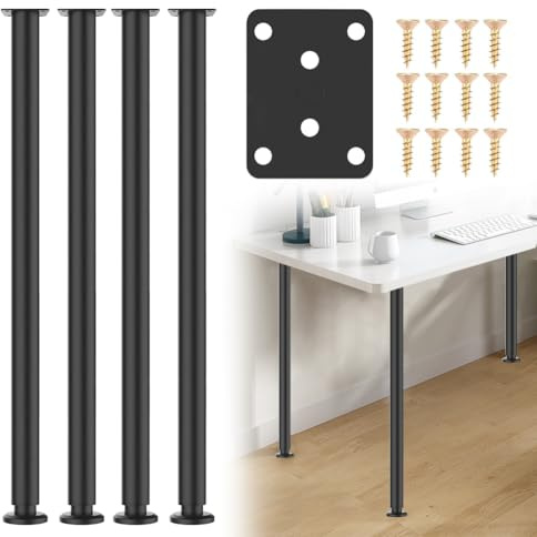 EUBSWA Patas para Muebles Ajustables de 72 a 110 cm, 4 Patas de Mesa Grises en Altura Regulable, Patas de Metal de Altura Ajustable para Patas de Muebles, Patas de Armario, Patas de Mesa, Patas de