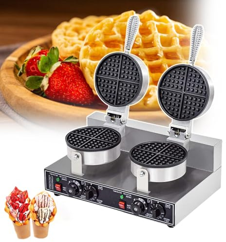 1200 W Bubble Waffle Maker, Elektrisk Glass Cone Våffelmaskin Med Dubbelsidig Uppvärmning & Nonstick Yta, Förtjockad Kropp I Rostfritt Stål, äggrullemaskin För Kommersiella Hem Double-Headed