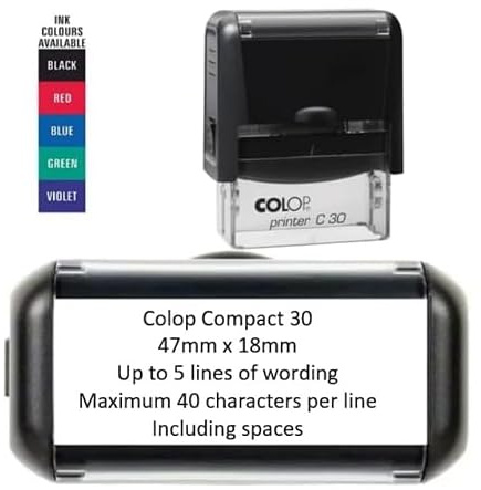 Wrexham Rubber Stamps and Gifts Personalised Custom Made Self-Inking Business Company Address Rubber Ink Stamp - 48mm x 18mm (Up to 5 Lines)