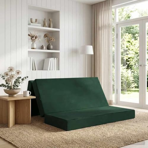 Xuvaracle Fällbar soffa säng mörkgrön sammet 140 x 67 x 45 cm, vikbar med justerbar mekanism, ventilerande liggyta, madrassdyna komfortskum för sovrum och gästrum