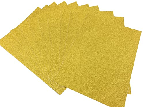 Misscrafts 10 Bögen Glitzerkartonpapier, A4, zum Basteln zu Weihnachten und Geburtstag, Einpackpapier, Bastelkarton goldfarben