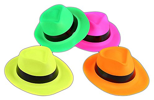 The Glowhouse Neon Gangster Fun Party Hats Pack of 12 Photo Booth Props for Kids Teens Adults Neon Party Accessories (Pack of 12)
