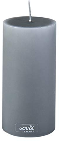Sovie CANDLES Stumpenkerze GRAU, Ø 70mm x 150mm, ca. 82 Stunden Brenndauer, elegante Blockkerze, Flachkopfkerze und Dekokerze für stilvolle Wohn-, Tisch- und Festdekoration