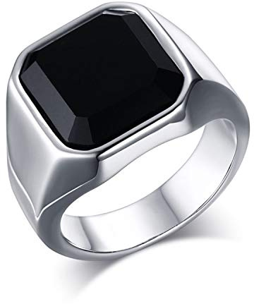 OIDEA rostfritt stål ringar för män kvinnor, vintage Achat sten ringar rostfritt stål ring herrring ringstorlekar 54 (17,2 ) till 67 (21,3) e rostfritt stål, 59 (18,8), colore: silver, cod. O0260008-DE