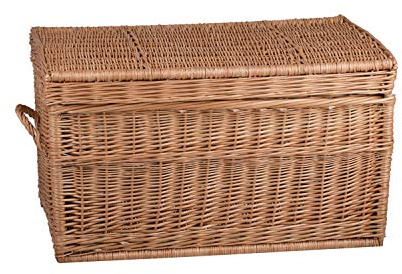 e-wicker24 - Cesta portaoggetti in vimini naturale, con due manici, stile vintage, multifunzione, con coperchio, per la camera dei bambini