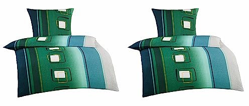 MB Warenhandel24 Bettwäsche Seersucker Microfaser 4 teilig Doppelpack Spar Set mit Reißverschluss 2X 135x200 cm + 2X 80x80 cm (Vera)