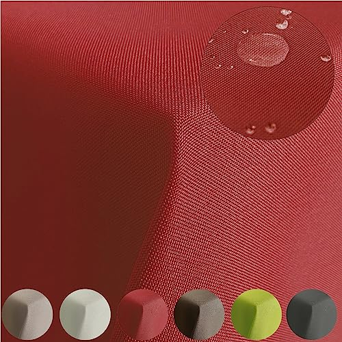 Tischdecke Gartentischdecke mit Lotuseffekt Outdoor Tafeldecke wasserabweisend Tischtuch RUND OVAL ECKIG Rechteckig (Rot, 110x140cm)