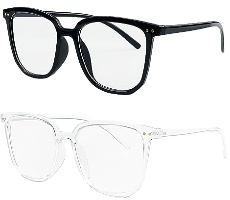 Mesybveo 2er-Pack Blaulichtfilter Brille, Computerbrille, Blue Light Blocking Glasses, Lesebrillen mit Große Linsenbreite, Gaming Ohne Stärke Brille Blaulichtfilter für Damen und Herren
