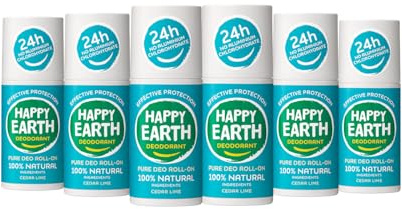 Happy Earth deodorant – för kvinnor och män – deodorantrulle – 100% naturliga ingredienser & vegansk – cedar lime – 75 ml
