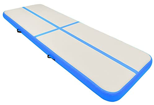 Aufblasbare Gymnastikmatte mit Pumpe 500x100x15 cm PVC Blau