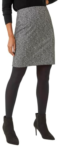 Roman Originals Smart Textured Stretch Skirt for Women UK - Ladies Everyday Autumn Winter Comfy Soft Evening Vacation Work Party Night Out - Charcoal Grey - Size 18