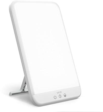 Lobertingu Tageslichtlampe, Therapielampe 10.000 Lux, Sonnenlicht mit 4 Timer-Einstellungen, UV-freies Sonnenlicht mit variablem Standfuß, Helligkeit einstellbar