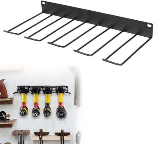 ALEEIK Rangement pour outils électriques - Support mural pour perceuses - Support mural en métal pour 4 outils électriques - Pour garage, atelier