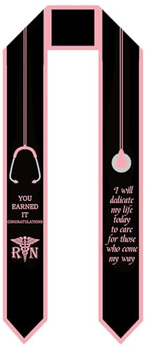 Whaline Nurse Graduation Sash Pink Black Nursing Sash Scarf Graduation Decorative Long Stole for Graduates Nurse Day Congrats Grad Celebration Party Decor Gift Supplies, 5.1 x 70.9 Inch