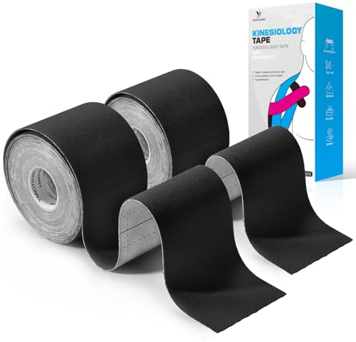 YANGTSUNG Nastro Kinesiologico, 2 rotoli 5cm x 5m Tape Kinesiologico, Tape Sportivo Impermeabile ed Elastico, Kinesio Taping Nastri Amici Della Pelle per Ginocchio Spalla Gomito