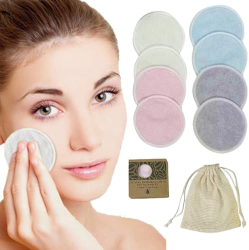 WHYCNJL 8 Pezzi Dischetti Struccanti Lavabili Bambù Riutilizzabili Salviette Struccante Fibra Bamboo Cotone Pulizia Viso Scrub Spugnette Make Up Zero Waste