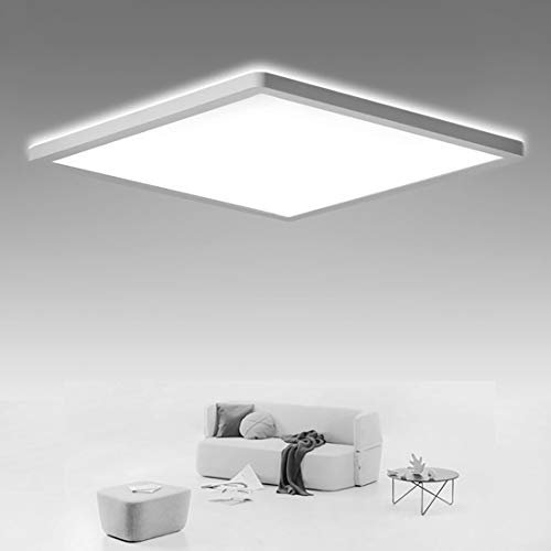 Epochglo LED Deckenleuchte Flach, Ultra Dünn, IP54 Wasserdicht Deckenlampe für Badezimmer, Flur, Keller, Küche – 15 W, 1800 lm, 4000 K, Weiß LED Panel, Eckig, 22 cm