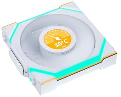 Lian Li UNI FAN SL Wireless LCD PC Fan 120mm RGB – Gaming PC Fan White | PWM Fan - 40 ARGB LEDs - up to 1,900 RPM - Slot-in System - High Airflow - Low Vibration - Quiet
