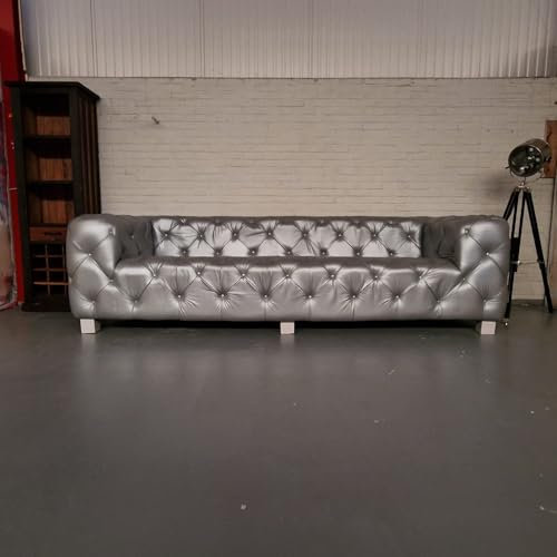 Chesterfield Classic Hauxley 3-sits soffa – Silver, Läder