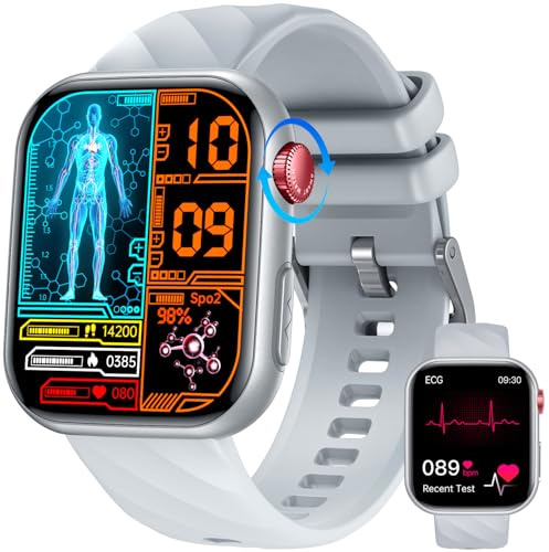 Montre Connectée Homme Santé Smartwatch: avec ECG HRV Acide Urique Appels Bluetooth 130+ Modes Sportifs Sommeil Fréquence Cardiaque SPO2 Podomètre Étanche 1.97 Écran Montre Sport pour Android iOS