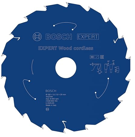 Bosch 1x Expert Wood Cordless Circular Saw Blade for Handheld Circular Saw (for Softwood, Hardwood, Ø mm, Professional Accessory Hand-Held Cordless Circular Saws)